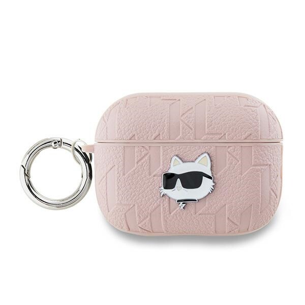 Karl Lagerfeld Monogram Choupette Head -kotelo AirPods Pro 2:lle - vaaleanpunainen