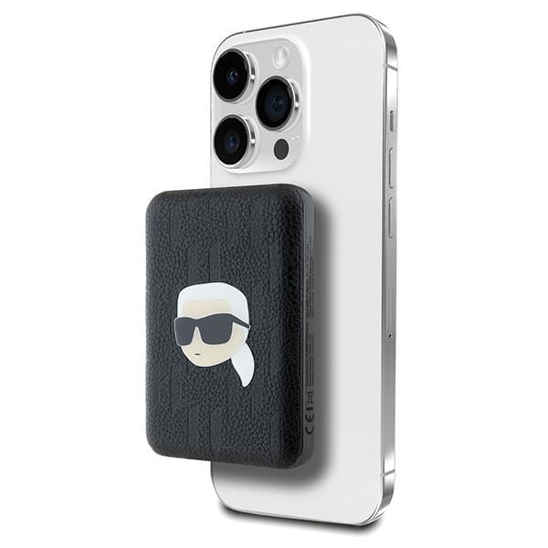 Karl Lagerfeld Powerbank induktiivinen KLPB5FPGKSKIHK 16W 5000mAh musta/musta Karl Head Pin MagSafe