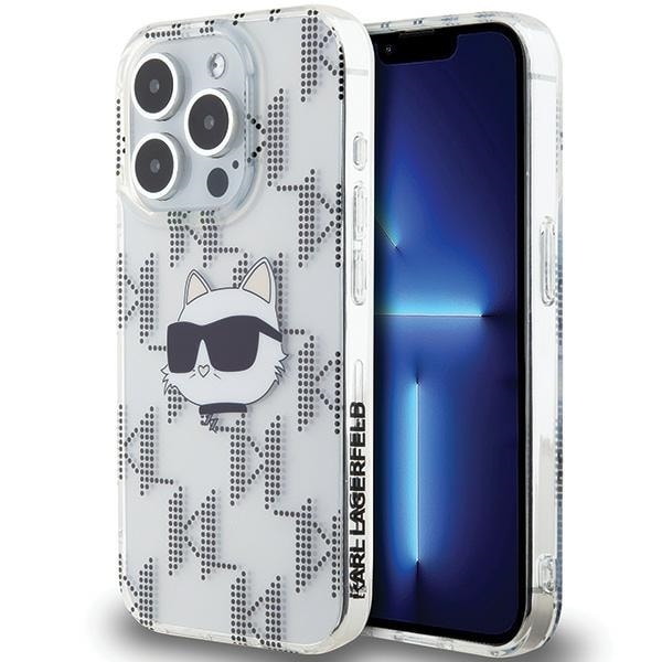 Karl Lagerfeld IML Choupette Head & Monogram iPhone 15 Pro Max - läpinäkyvä case