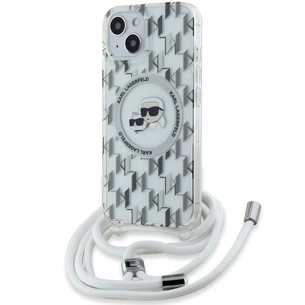 Karl Lagerfeld IML Monogram Crossbody Case for iPhone 15/14/13 - Transparent with Karl & Choupette