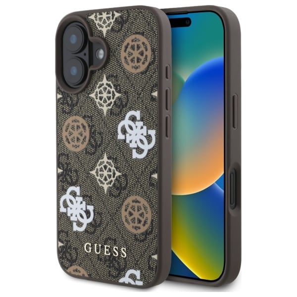Guess Peony On 4G Tausta MagSafe tapauksessa iPhone 16 - ruskea