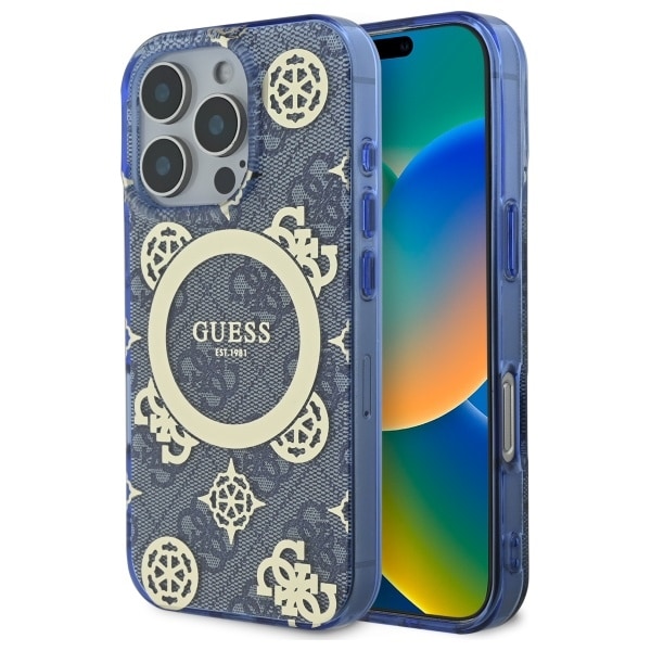 Guess GUHMP16XH4PYEEB iPhone 16 Pro Max 6.9" sininen kovakotelo IML Peony MagSafe 4G