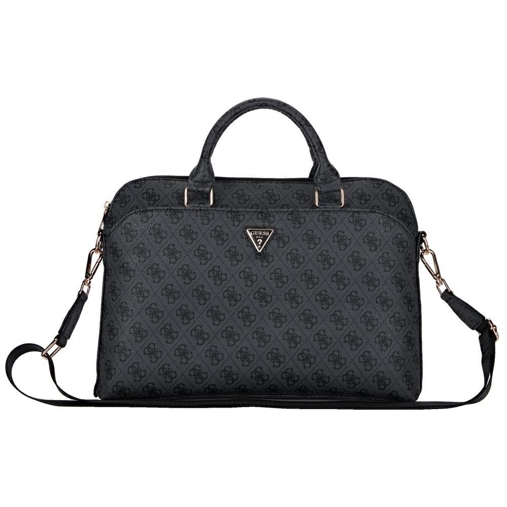 Guess 4G vetoketjullinen tasku kolmio logo 15" kannettava tietokone laukku - musta