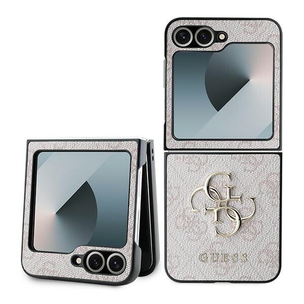 Guess Nahka 4G Metal Logo Case for Samsung Galaxy Z Flip 6 - vaaleanpunainen