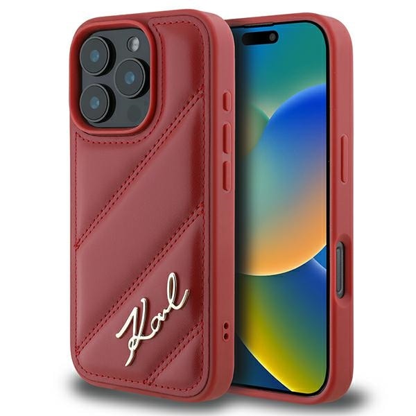 Karl Lagerfeld tikattu allekirjoitus iPhone 16 Pro Case - punainen
