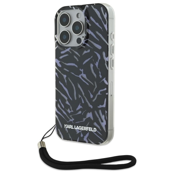 Karl Lagerfeld Zebra johdolla iPhone 16 Pro Case - Violetti