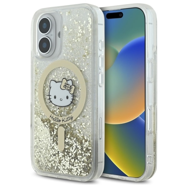Hello Kitty Liquid Glitter Fever MagSafe iPhone 16 kotelo - kultainen