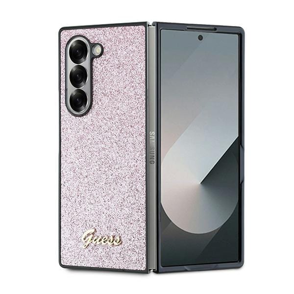 Guess 4G Glitter Script Kotelo Samsung Galaxy Z Fold 6:lle - vaaleanpunainen