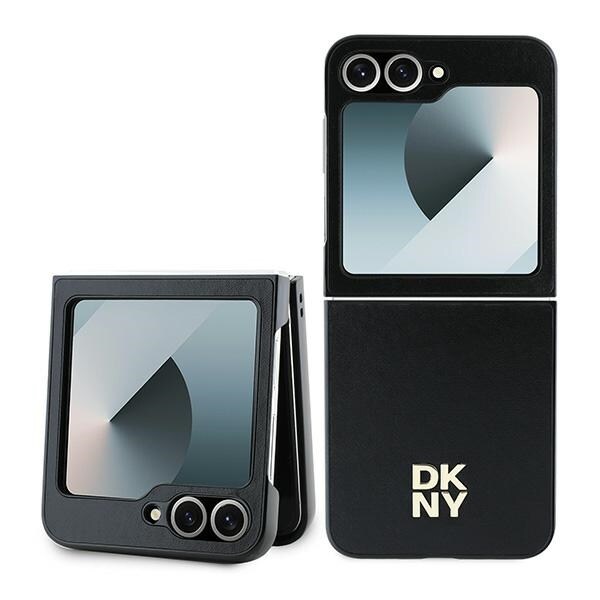 DKNY Nahka Metal Stack Logo Case for Samsung Galaxy Z Flip 6 - Musta
