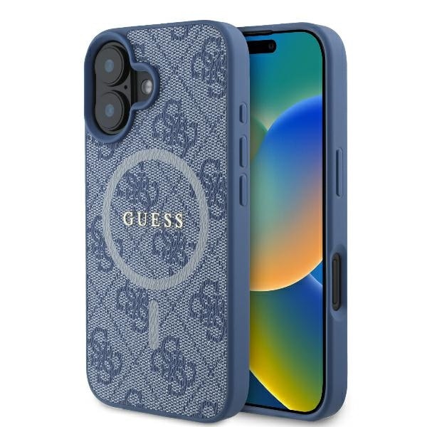 Guess 4G Ring Classic Logo MagSafe kotelo iPhone 16:lle - sininen