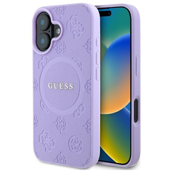 Guess Saffiano Peony Classic Logo MagSafena iPhone 16 Plus kotelo - violetti
