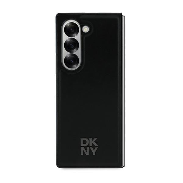 DKNY Magsafe Plain Nahka Metal Stack Logo Case for Samsung Galaxy Z Fold 6 - Musta