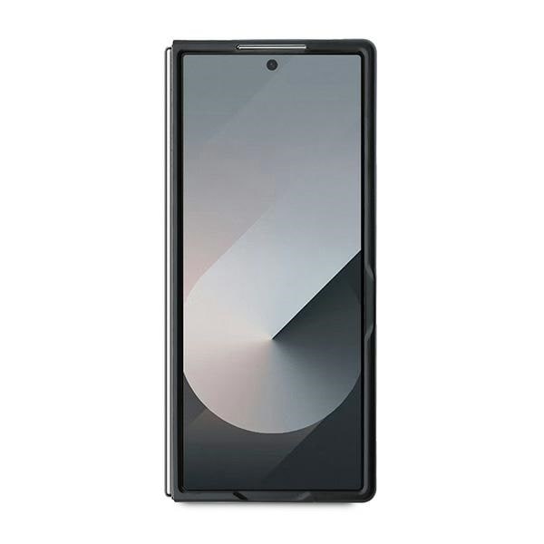 DKNY Magsafe Plain Nahka Metal Stack Logo Case for Samsung Galaxy Z Fold 6 - Musta