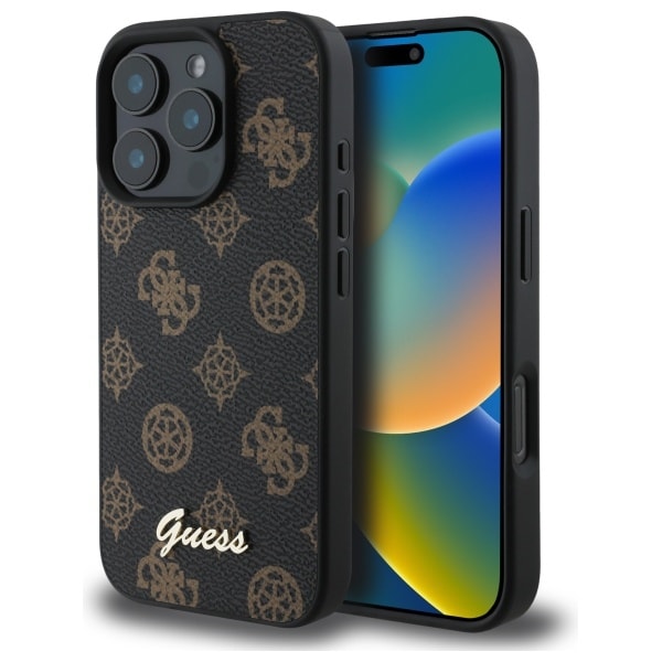 Guess Peony Script MagSafe iPhone 16 Pro Max -kotelo - musta
