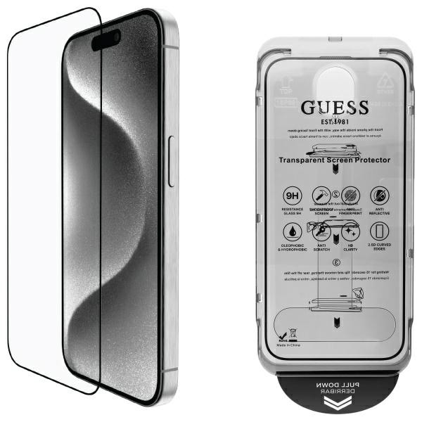 Guess Näytönsuoja 2.5D ääriviivat karkaistu lasi iPhone 16 Pro:lle