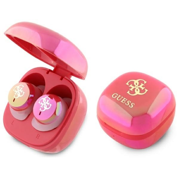 Guess Bluetooth-kuulokkeet GUTWSJ144ESF TWS + telakointiasema fuksia Iridescent 4G logo