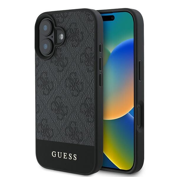 Guess 4G Bottom Stripe Case for iPhone 16 Plus 6.7" - Harmaa
