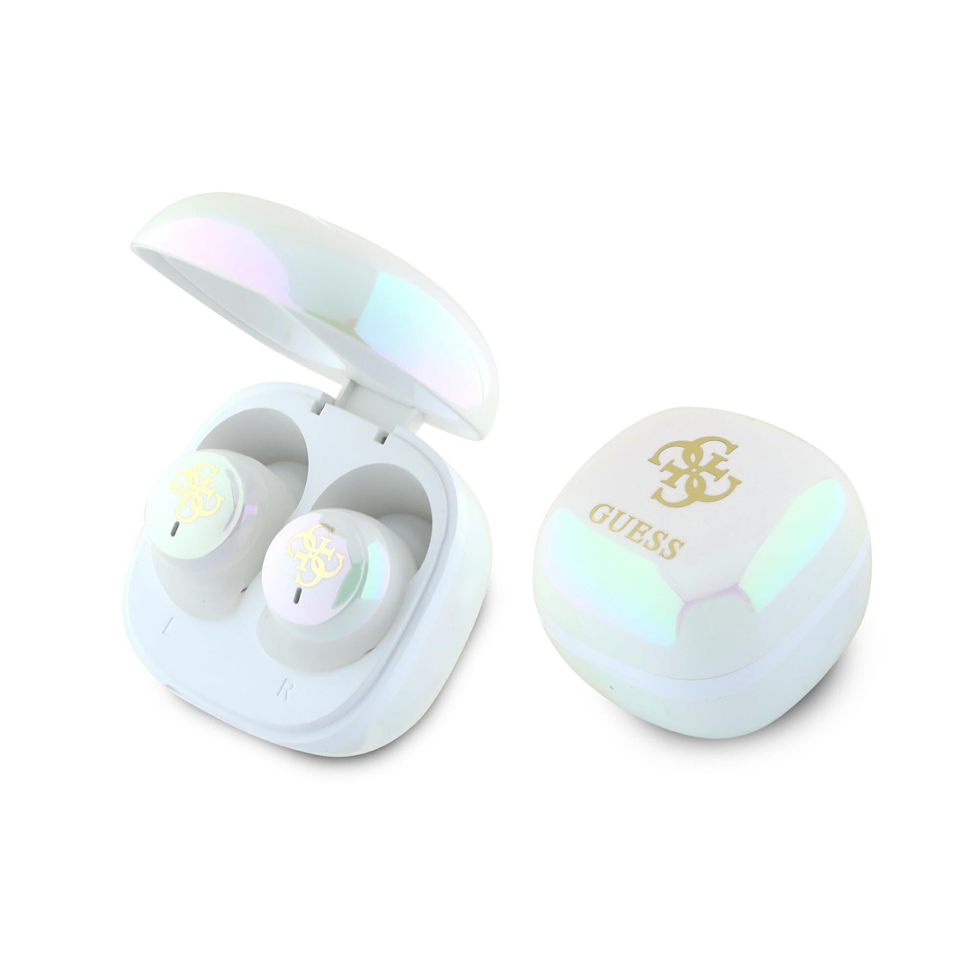 Guess Bluetooth-kuulokkeet GUTWSJ144ESH TWS + telakointiasema valkoinen Iridescent 4G logo