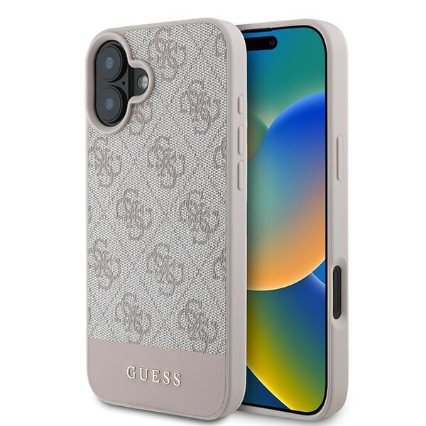 Guess 4G Bottom Stripe Case for iPhone 16 Plus 6.7" - vaaleanpunainen