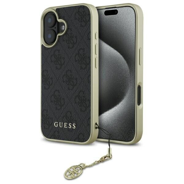 Guess 4G Charms Collection -kotelo iPhone 16 Plus - musta