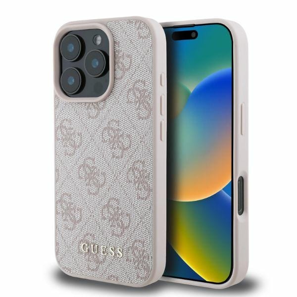 Guess 4G Classic iPhone 16 Pro Max Case - vaaleanpunainen