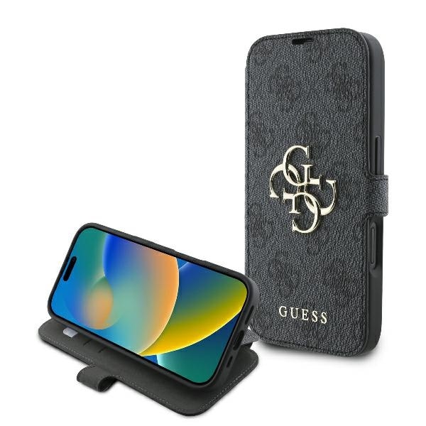 Guess 4G Metallinen logo iPhone 16 Kotelo - musta