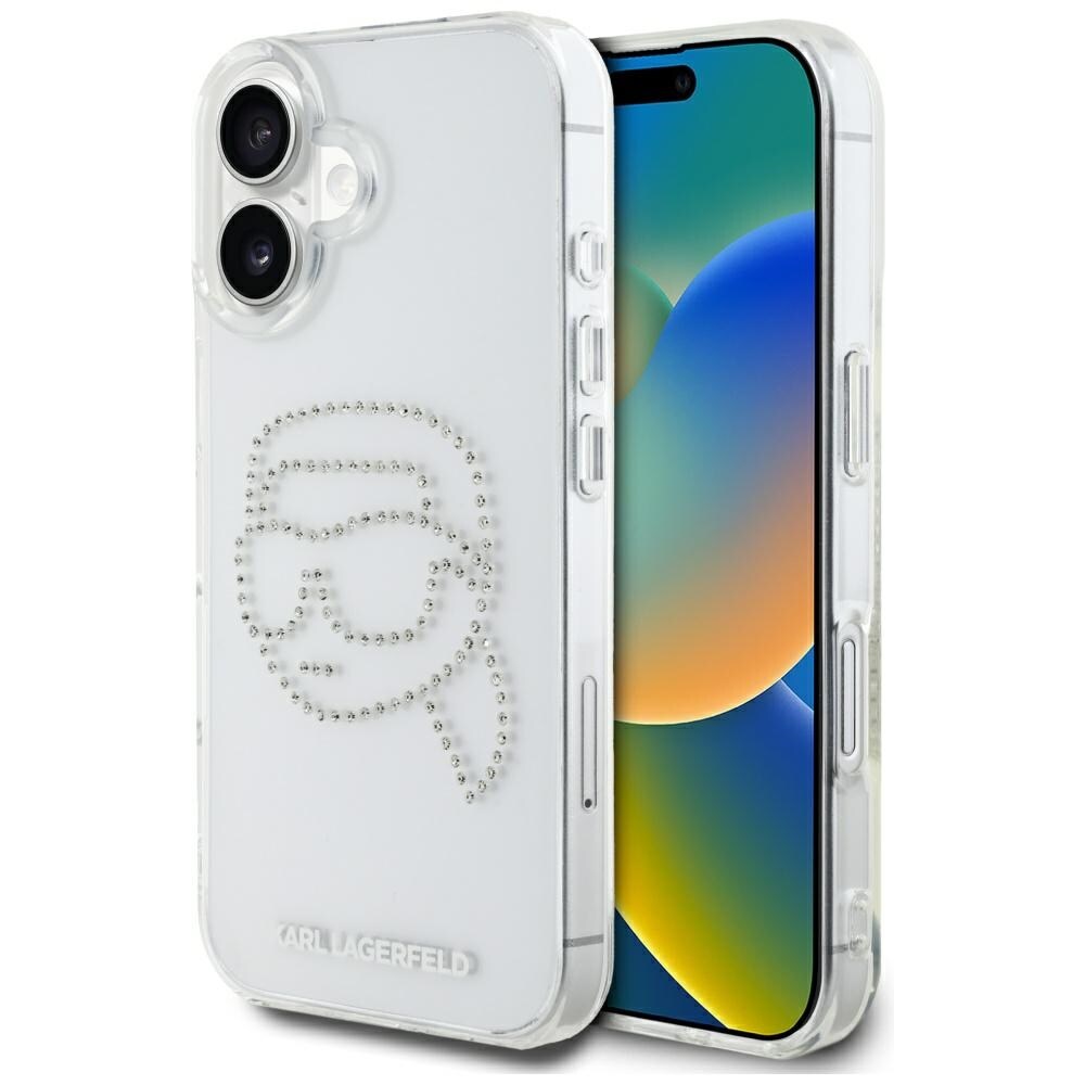 Karl Lagerfeld IML strassit Karl Head Case varten iPhone 16 Kirkas