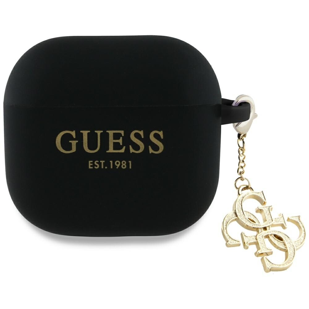 Guess 4G Charm -kotelo AirPods 4:lle - musta