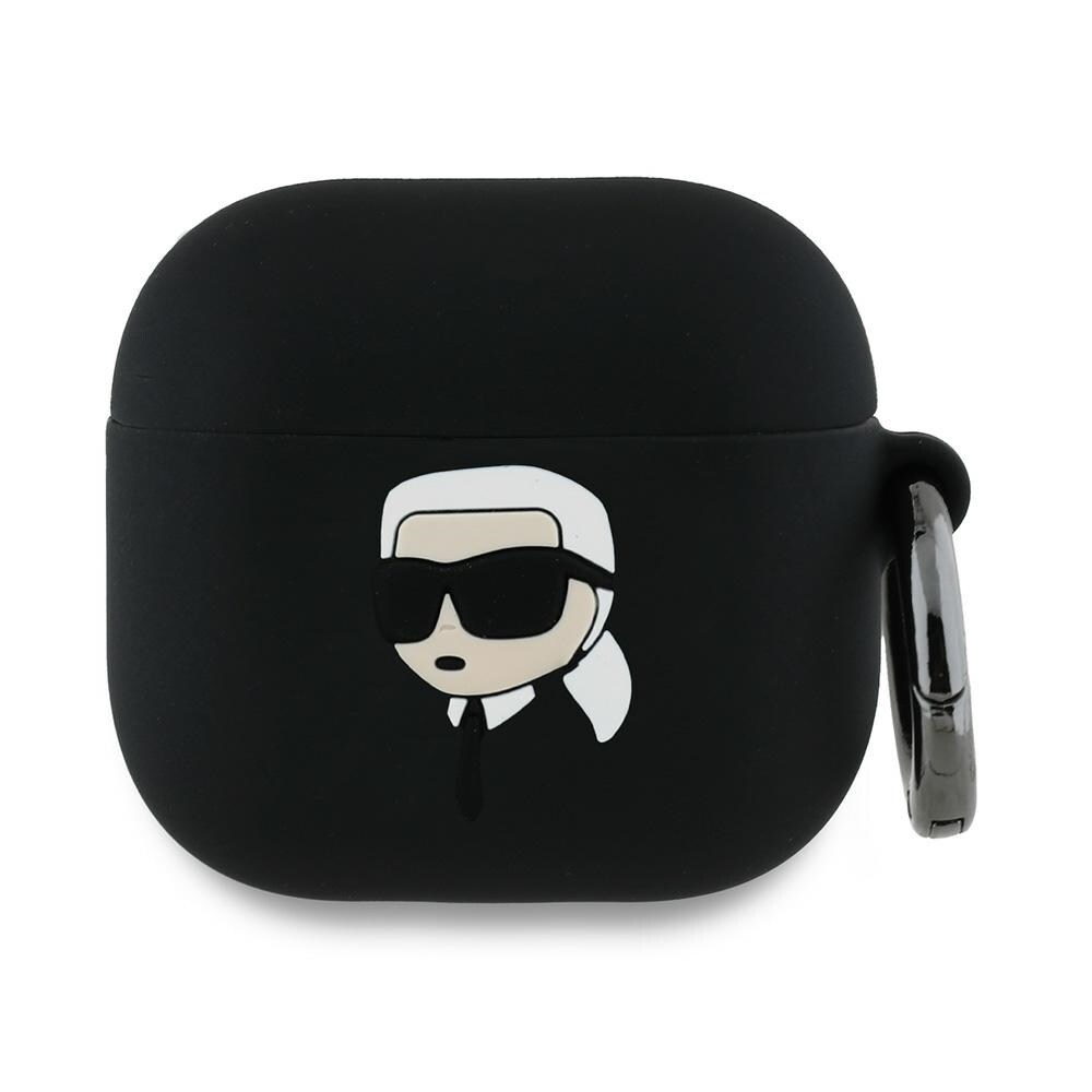 Karl Lagerfeld Silikoni Karl Head 3D-kotelo AirPods 4:lle - musta