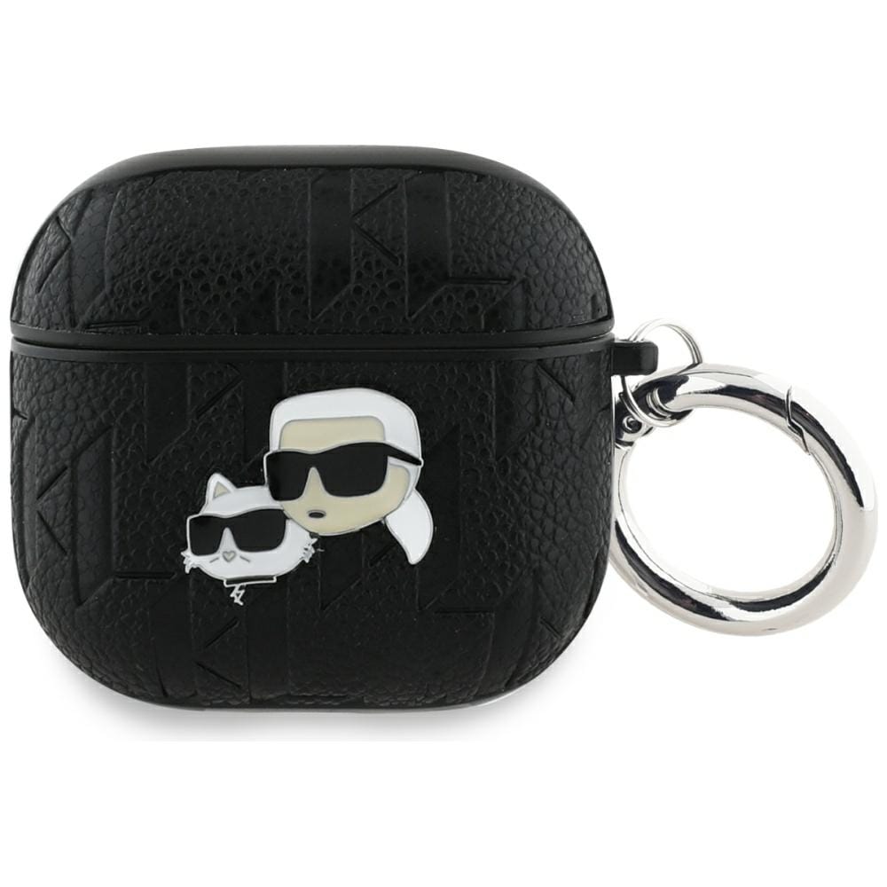 Karl Lagerfeld Monogram Karl & Choupette Head Case for AirPods 4 - musta
