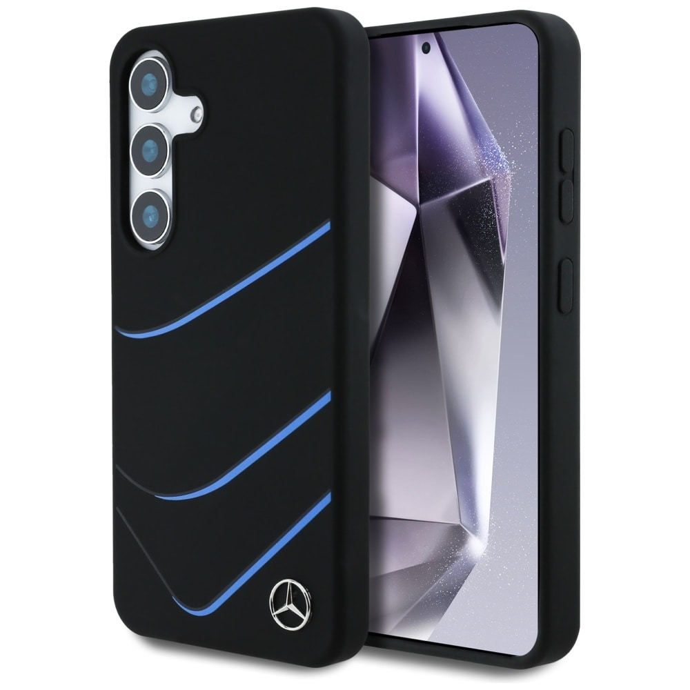 Mercedes Silikoni kontrastikäyrät MagSafe kotelo Samsung Galaxy S25 - mustalle - musta