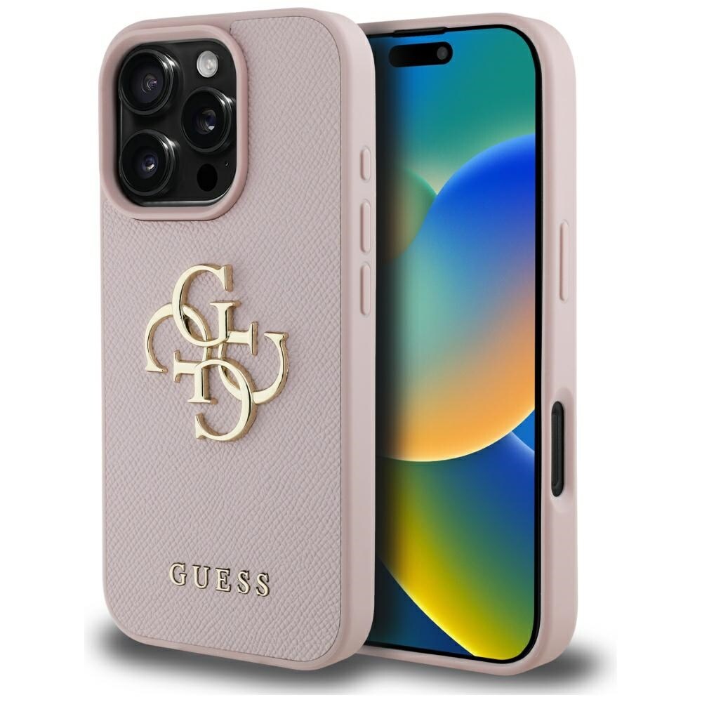 Guess Rakeinen Big 4G Logo Small Classic Logo Kotelo iPhone 16 Pro - vaaleanpunainen