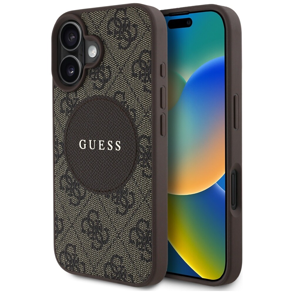 Guess 4G Circle Classic Logo MagSafe kotelo iPhone 16:lle - ruskea