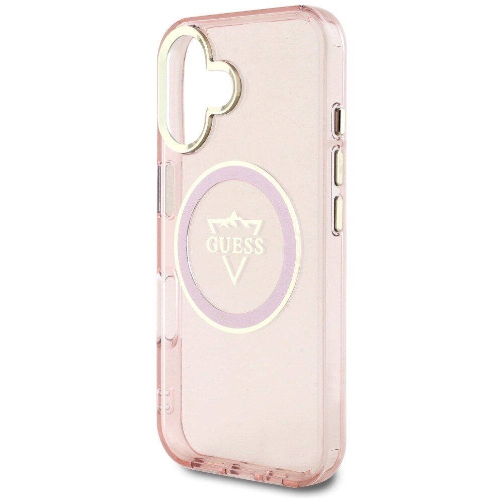 Guess IML Metal Mountain Logo MagSafe iPhone 16 Kotelo - vaaleanpunainen
