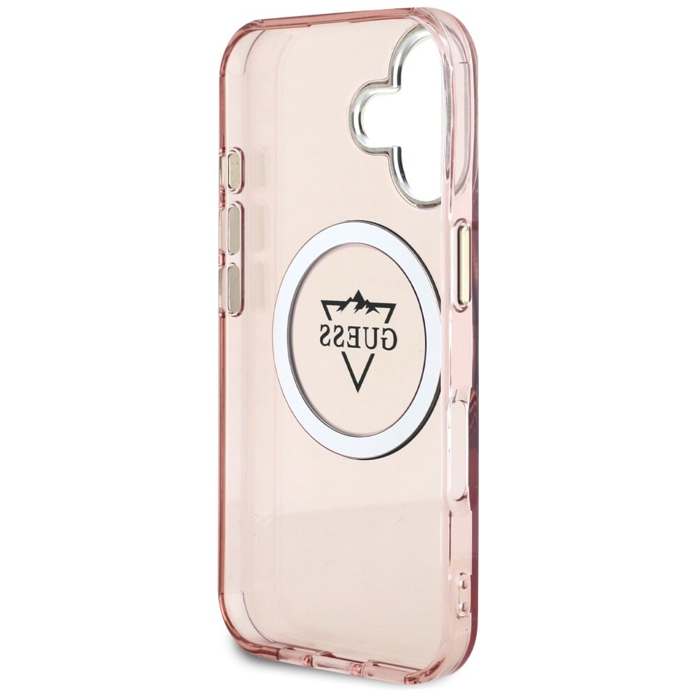Guess IML Metal Mountain Logo MagSafe iPhone 16 Kotelo - vaaleanpunainen