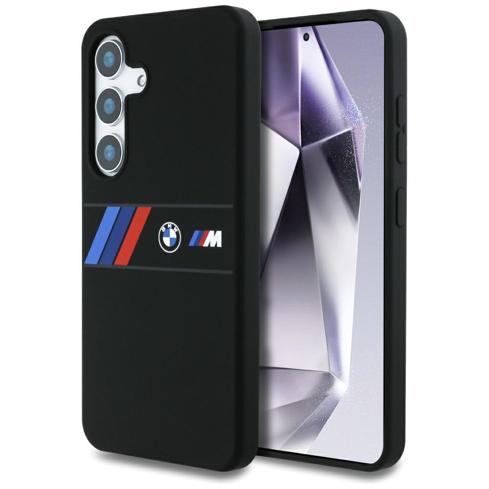 BMW Silikoni Keskellä Tricolor Stripes MagSafe Case for Samsung Galaxy S25 - Musta