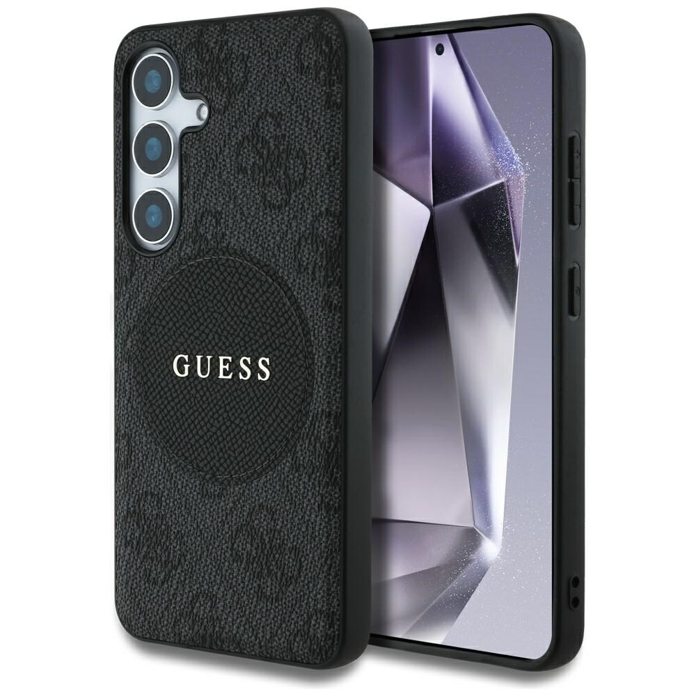 Guess 4G Round Patch Classic Logo MagSafe kotelo Samsung Galaxy S25 Plus musta