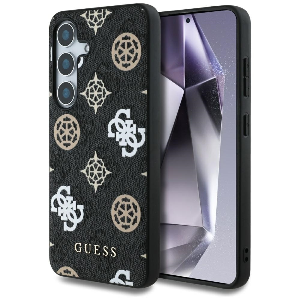 Guess 4G värillinen pioni kuvio MagSafe -case Samsung Galaxy S25 musta