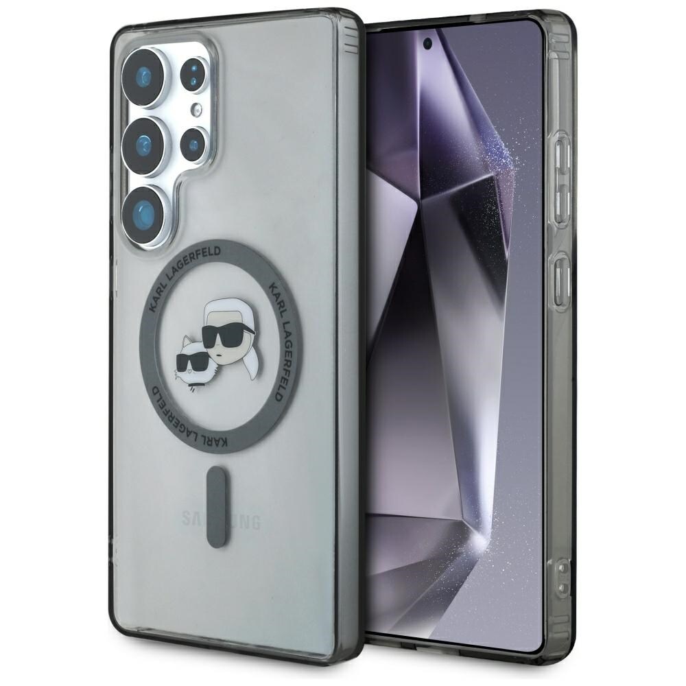 Karl Lagerfeld Button Karl & Choupette Heads logo MagSafe Samsung Galaxy S25 Ultra musta kaso