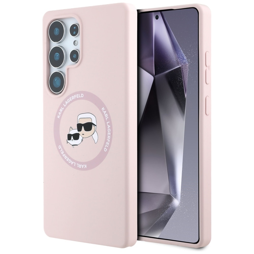 Karl Lagerfeld Silikoni Double Heads MagSafe Case for Samsung Galaxy S25 Ultra, Vaaleanpunainen