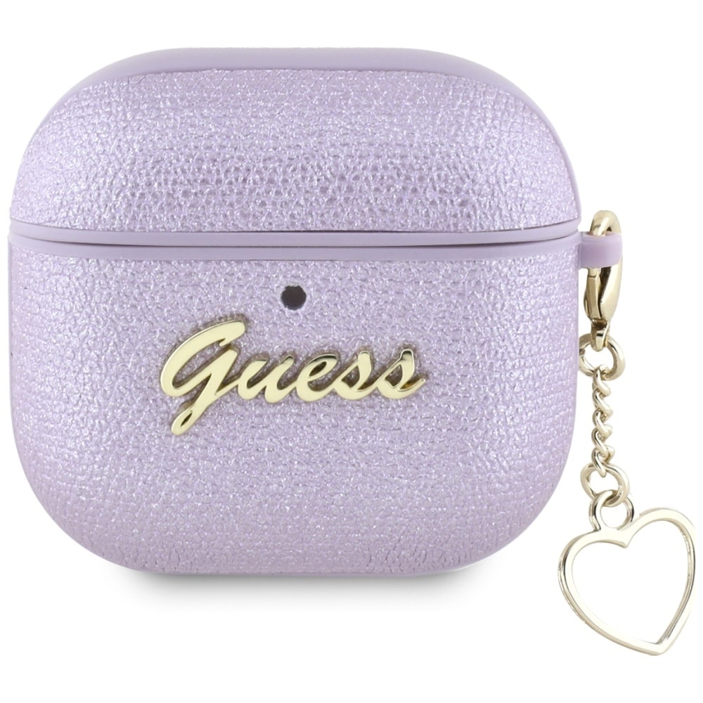 Guess Metallic Script Charm Kotelo AirPods 4 - Violetti