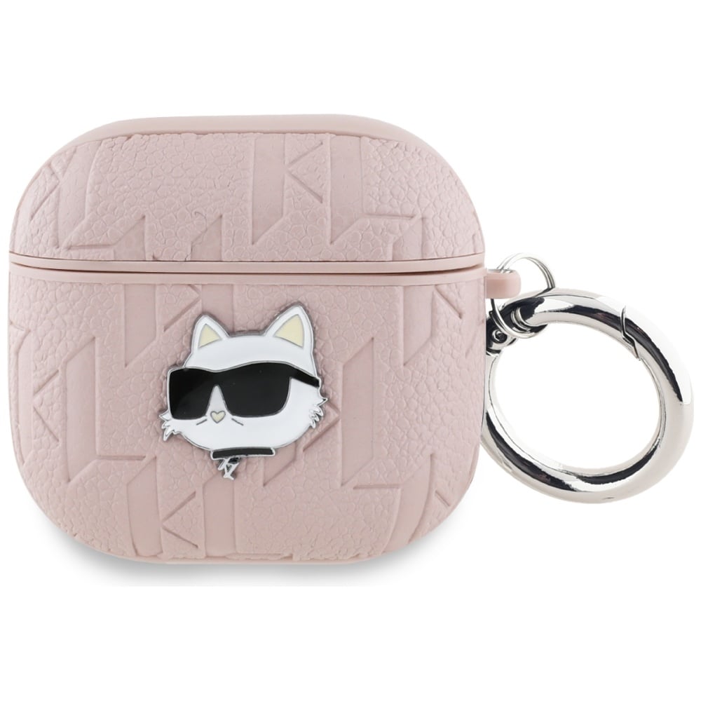 Karl Lagerfeld Monogram Choupette Head -kotelo AirPods 4:lle - vaaleanpunainen