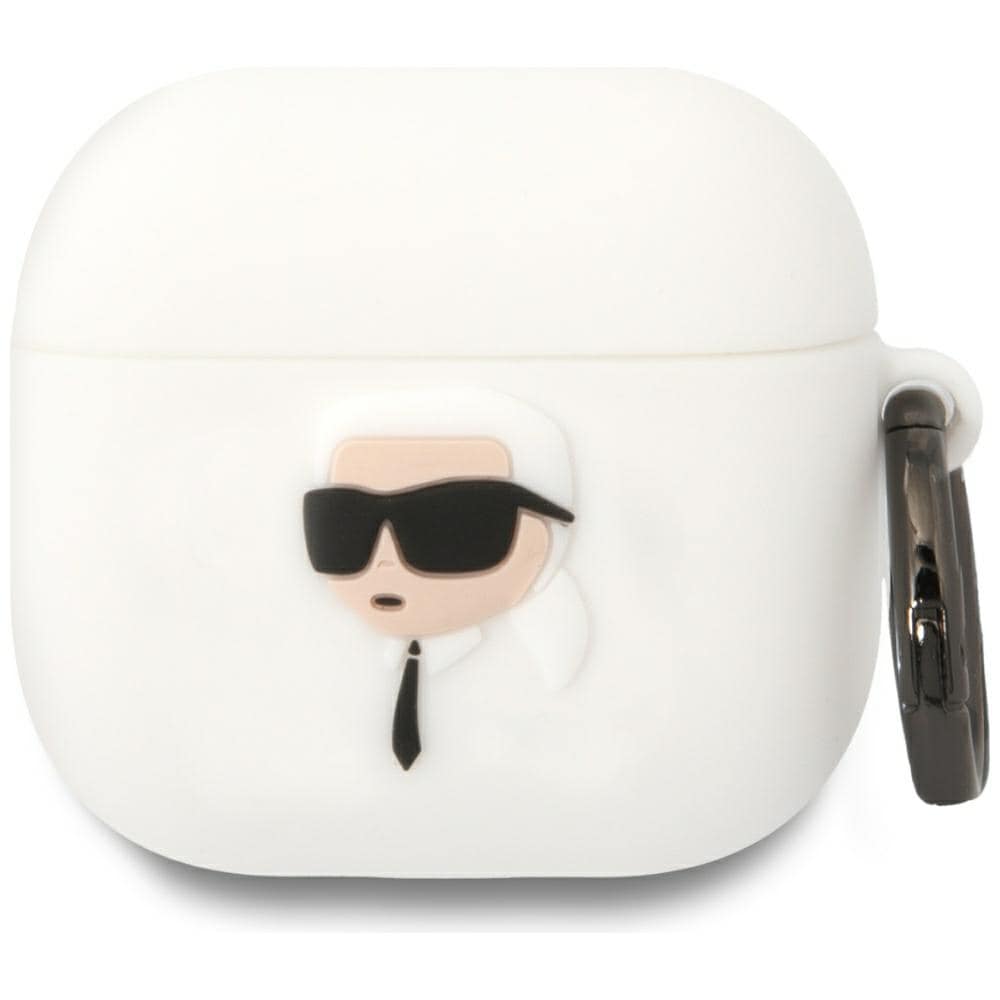 Karl Lagerfeld 3D silikoni NFT kotelo AirPods 4 - Valkoinen