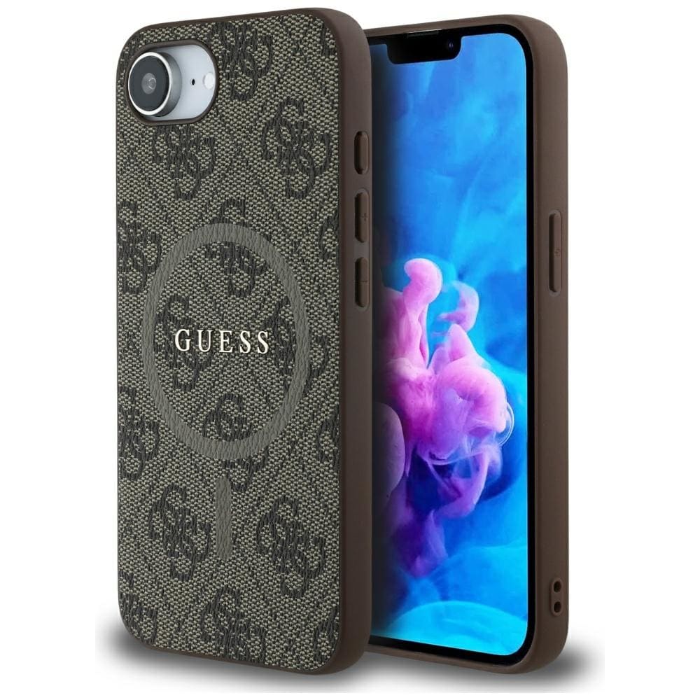 Guess 4G-rengas Classic Logo MagSafe iPhone 16e Kotelo - ruskea