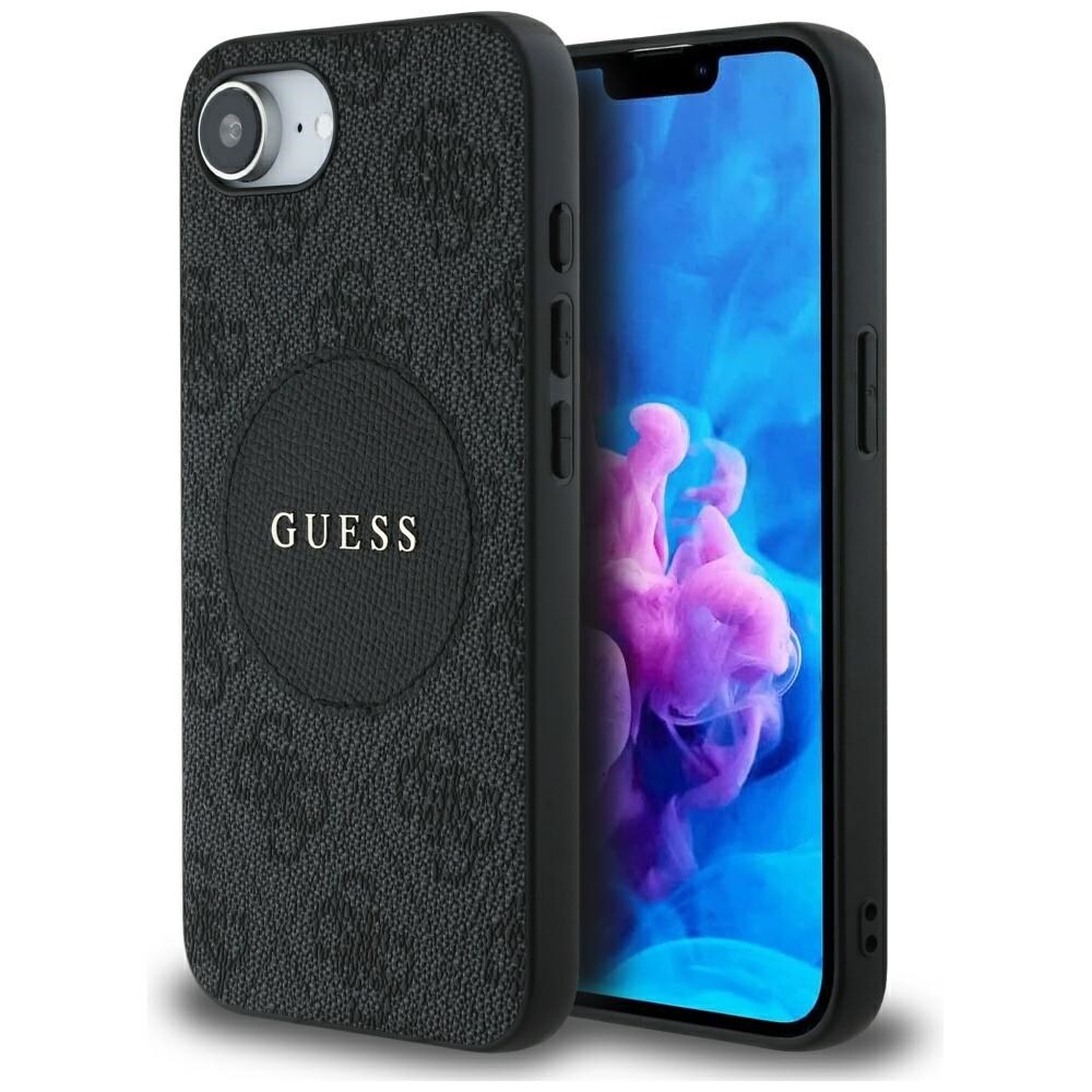 Guess 4G Circle Classic Logo MagSafe-kotelo iPhone 16e:lle - musta