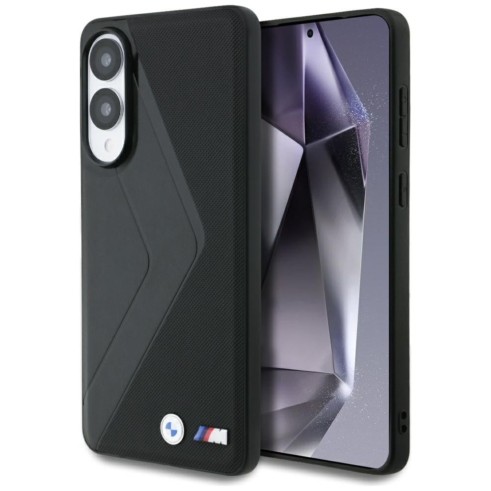 BMW Nahkainen ylimitoitettu raidallinen MagSafe-kotelo Samsung Galaxy S25 Edge - mustalle - musta