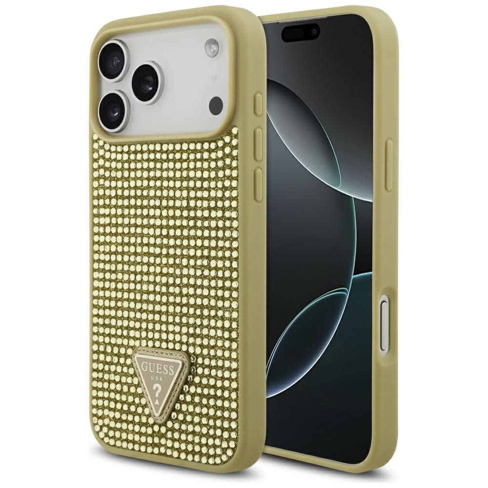 Guess Strassikivikolmio Logo Case for iPhone 17 Pro Max - Kultainen