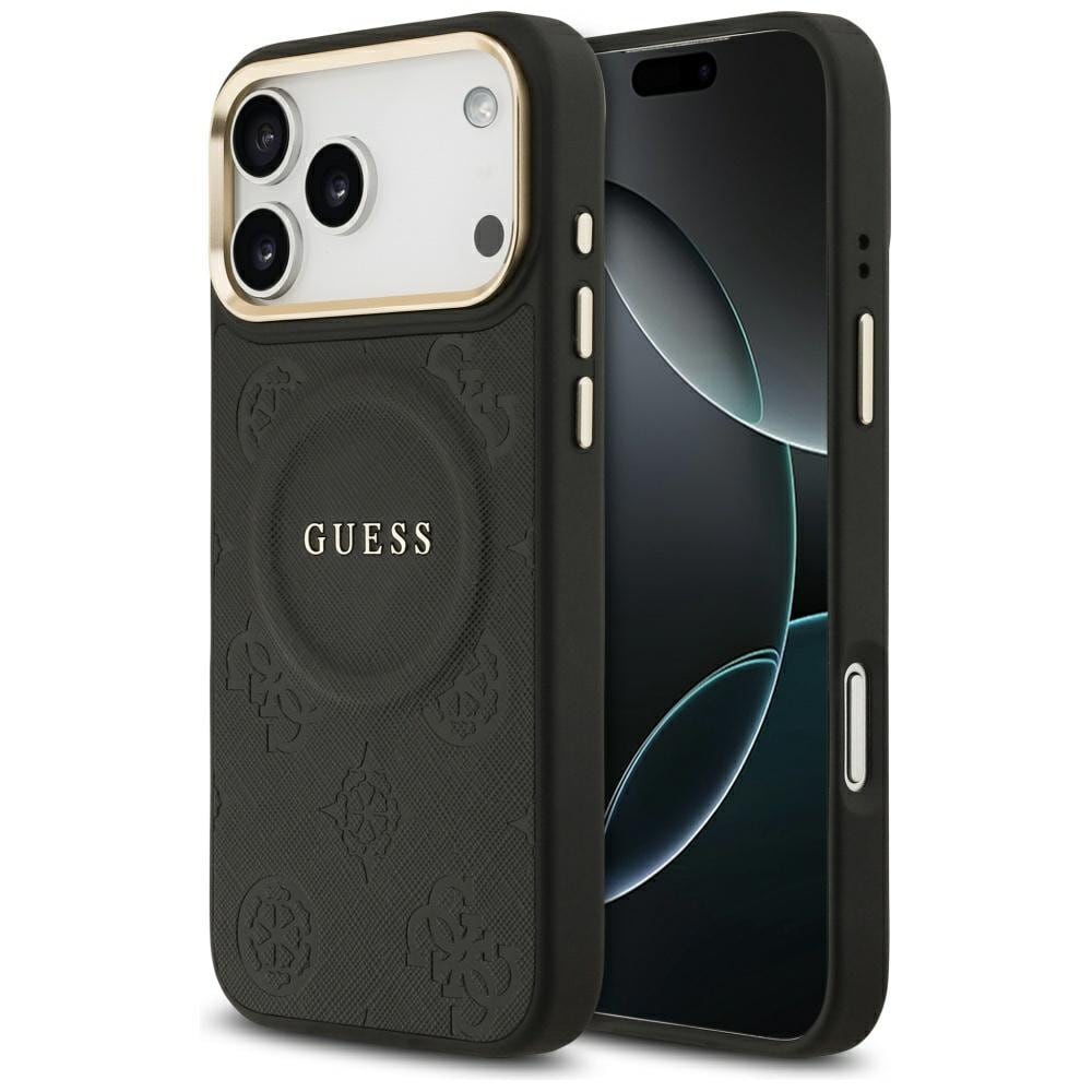 Guess Peony Hot Stamp MagSafe -kotelo 17 Pro Maxille - musta iPhone 17 Pro Maxille