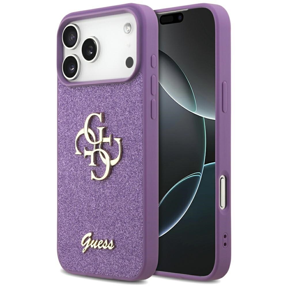 Guess Kiinteä Glitter Big 4G -kotelo iPhone 17 Pro Maxille - violetti
