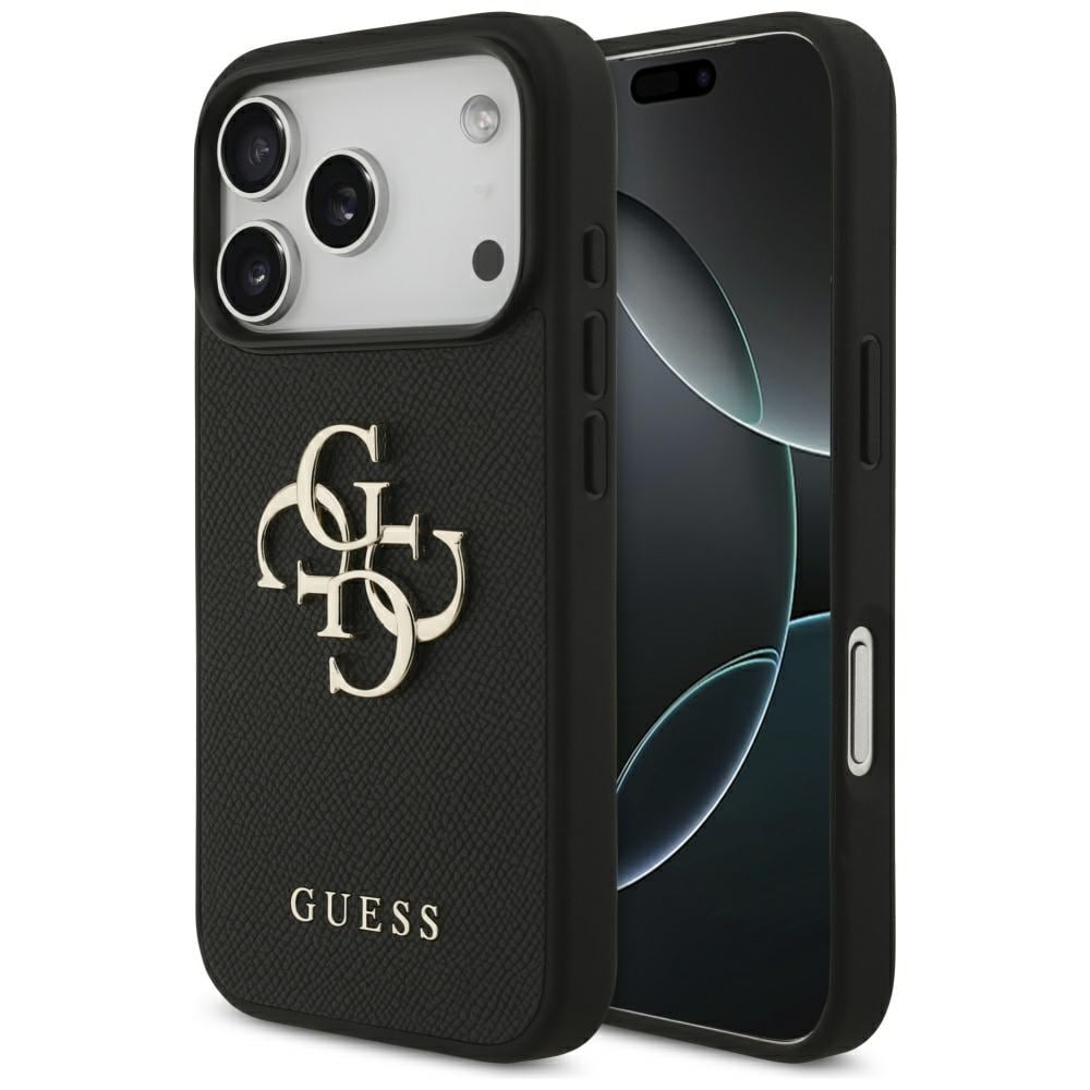 Guess Rakeinen Big 4G & Classic Logo kotelo iPhone 17 Pro - musta